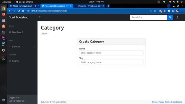 Laravel 9 Blog Project | Part - 3 | Category Create and List | Web Learn BD
