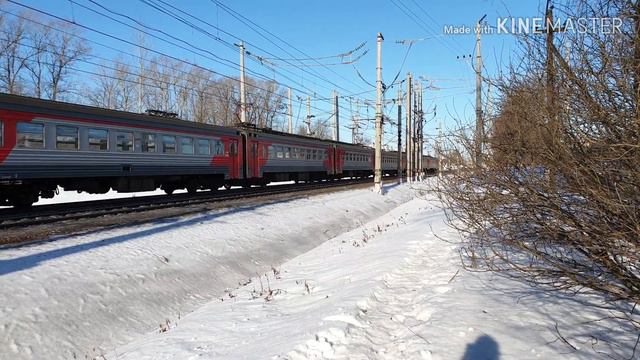 Пригородный электропоезд ЭТ2М на перегоне Клин-Подсолнечная смотреть онлайн