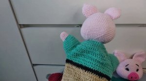 Три поросёнка на перчатках крючком для кукольного театра. #handmade #amigurumi #вязаниекрючком