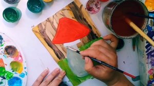 Мухоморы гуашью. Рисуем с детьми.