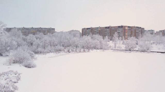 Микрорайон Мещерское озеро в снегу.Зима.Аэросъемка.Нижний Новгород