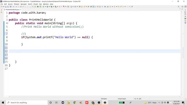 Interview Question : Print Hello World without using Semi Colon (;) in Java || Java Tricky Question смотреть онлайн