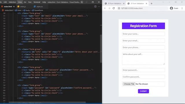 88# Project 1, Form Validation with JavaScript | Form validation in pashto