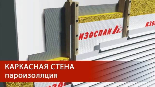 Изоспан А, В  Монтаж паро гидроизоляции в каркасных стенах