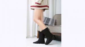 Женские теплые зимние сапоги на танкетке women warm winter boots with a wedge heel