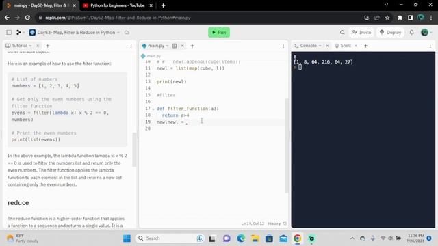 2023 | python for beginners | Map, filter and Reduce in Python | Day 52