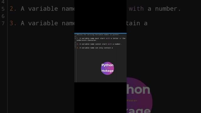 Rules for Naming a Variable name in python | Variables.