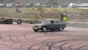 Blue Mercedes W123 OM605 Diesel Turbo Burnout Hedemora Sweden