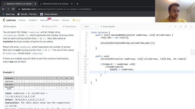 Leetcode #2212 (Java) - Maximum Points in an Archery Competition (Contest 285)