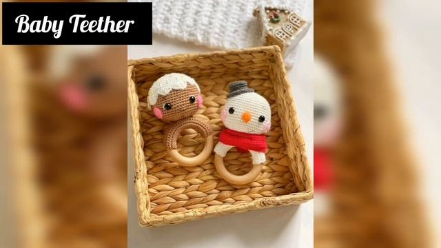 Crochet baby teether/wooden baby teether /teether toys for babies смотреть онлайн