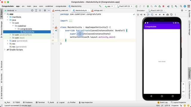 Создание приложения в Android Studio без написания кода // Приложение "Поздравление", урок 1/6