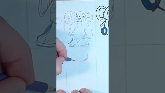 We draw Cheburashka, how to draw Cheburashka step by step easily with pencils, drawing Cheburashka #