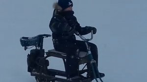 Покатушки на снегокат  из бензопилы урал