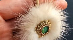 Резиночки для волос из меха норки с вышивкой "Молочная река" и "Опал" (2115)