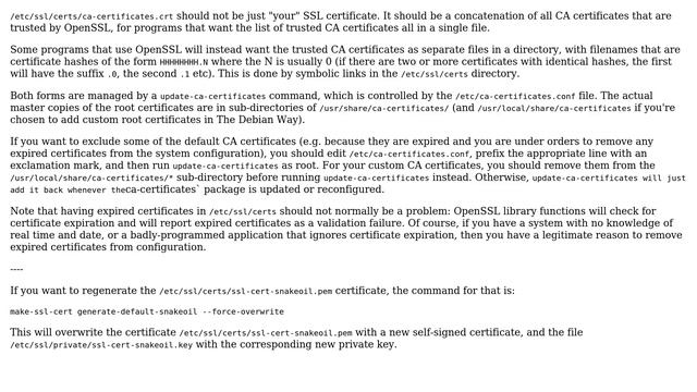 Unix & Linux: SSL certificates ca-certificates.crt and ssl-cert-snakeoil.pem expired - what do? смотреть онлайн