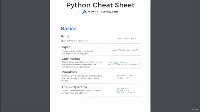 2. Python Syntax Cheat Sheet | 1.Getting Start  | Python Beginning to Professional Course