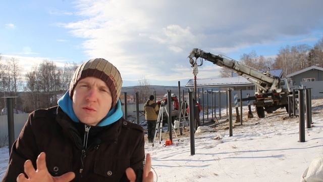 САМЫЙ большой Фундамент на ВИНТОВЫХ СВАЯХ l Перепад 2,5 метра l Как сделать ровно l Сваи для забора
