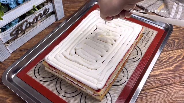 Пирожное. Ванильно-клубничный пирожный.(қазақша рецепт) пирожный с декор гелем #пирожное #cakerecip