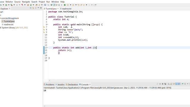 java class, method  & variables