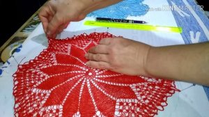 Ажурные салфетки спицами. Обработка (растяжка)  ажурных салфеток (часть  1).
