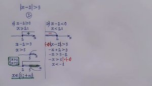 Решение линейного неравенства с модулем |х - 2| больше 3. Два основных способа решения.