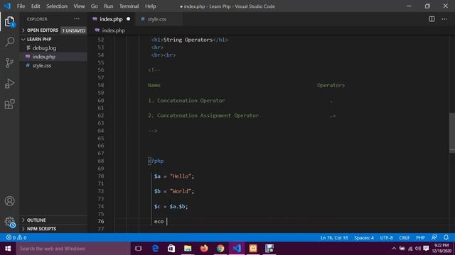 PHP *String Operators* [Tutorial-14]