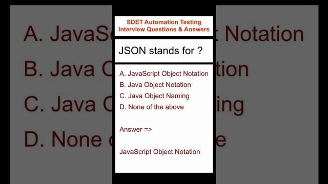 JSON stands for? SDET Automation Testing Interview Questions & Answers