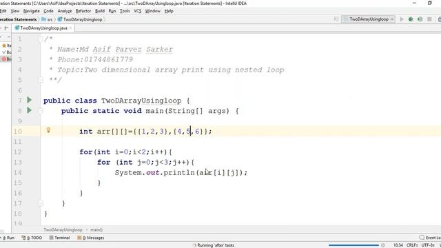 java bangla tutorials part 49:  Two dimensional array print using nested loop of java in  bangla