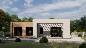 Проект одноэтажного дома с плоской кровлей площадью 159 м2