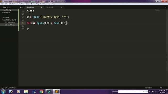 How to read file in php