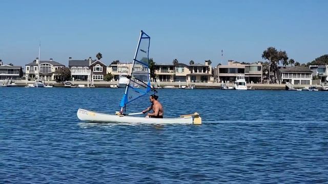 Testing canoe + windsurf sail WITHOUT outrigger смотреть онлайн