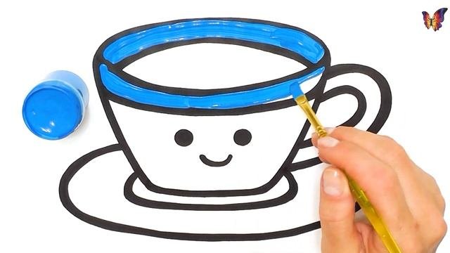 Раскраска ЧАШКА / Как нарисовать ПОСУДУ / Раскраски Малышам