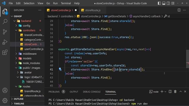 MERN project - ecommerce - supershop || Create store controller & route.