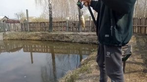 Ловля КАРАСЯ в собственном пруду. Первая рыбалка 2019!