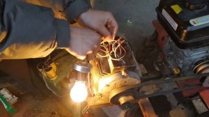 Генератор 220В из мотоблока и асинхронного двигателя. Схема треугольик.