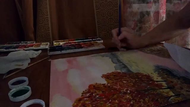 Рисунок акварелью "Осень" / The watercolor painting "Autumn" смотреть онлайн