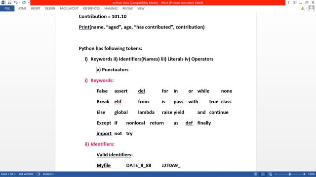 11.Python fundamentals tokens||what is keywords in Python||what is Identifiers in Python|