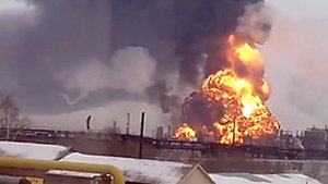 Видео пожара на заводе «Омский каучук»