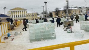 Подготовка к Фестивалю Ледяных Скульптур в Костроме 15.02.2023
