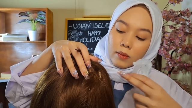 ASMR Bersihin Ketombe Kamu di Kelas 😵 | Scalp Scratching, Scalp Check, Hair Sounds,