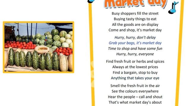 EXCEL 6 for Kaz M8 / EDUTAINMENT 8 / Song: MARKET DAY / text смотреть онлайн