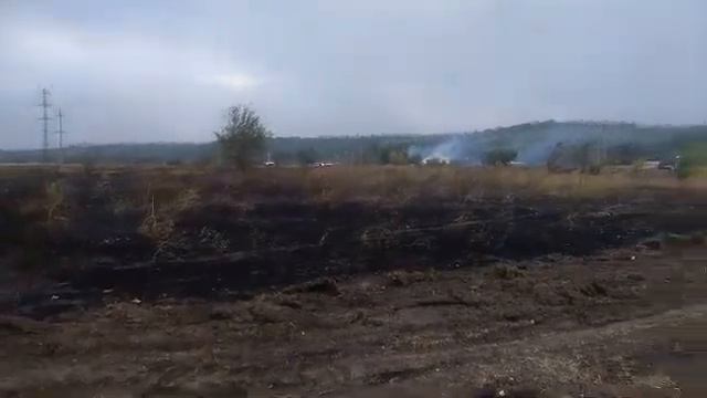 Пожар на Синецком, сильный ветер, горит поле!!! смотреть онлайн