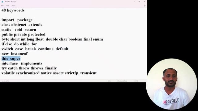 KeyWords In Java ||  Java Reserved Words