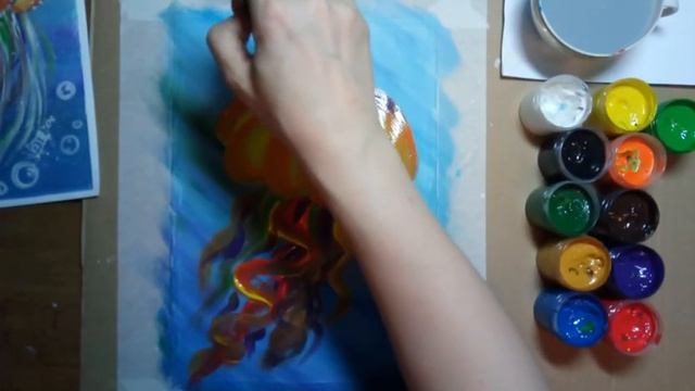 Медуза гуашью/как нарисовать медузу гуашью смотреть онлайн