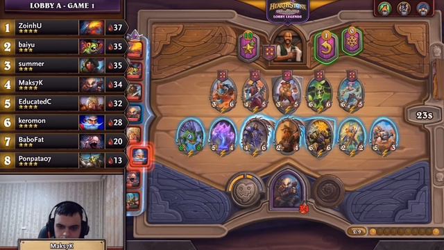 HEARTHSTONE BATTLEGROUNDS LOBBY LEGENDS TOURNAMENT. LOBBY A - GAME 1. смотреть онлайн