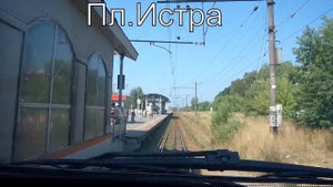 Вид из кабины электропоезда. Участок Нахабино - Румянцево (Ускорение х4).
