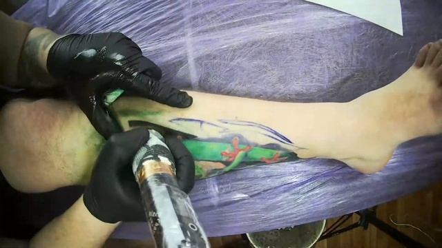 tattoo time lapse - коррекция с добавлением фона смотреть онлайн