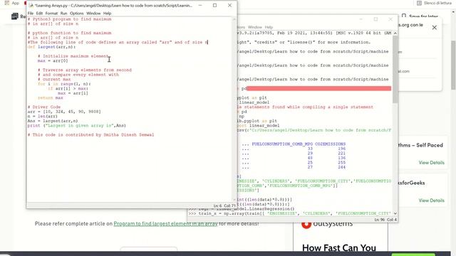 Function to Find Maximum in array of size n - Part 2 | Python смотреть онлайн