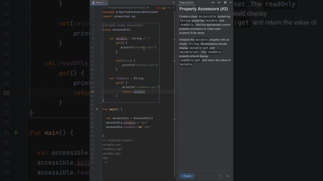 Kotlin - Property Accessor Example Accessible