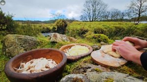 My Favorite Food, Bread with Meat and Cheese, a Quick and Simple Recipe for Dinner, ASMR Camping